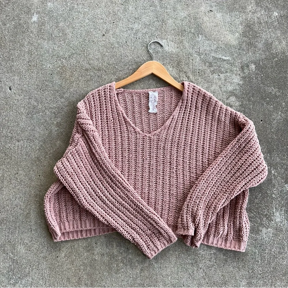 Sadie & Sage Ash Cropped Chunky Knit Sweater S Small